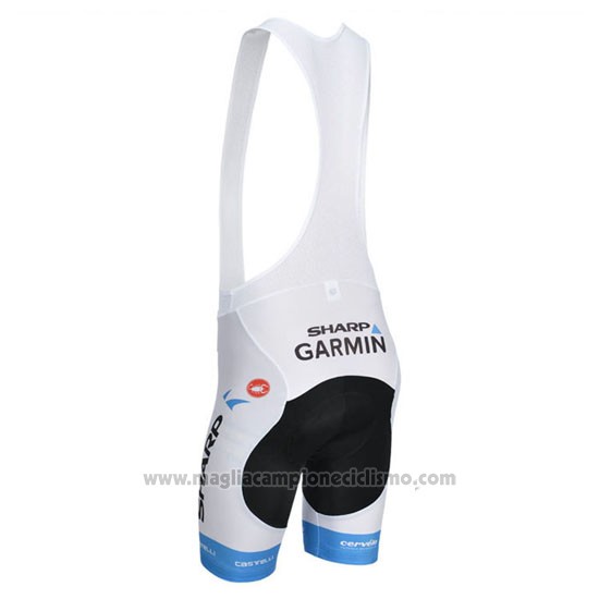 2014 Abbigliamento Ciclismo Garmin Sharp Azzurro e Bianco Manica Corta e Salopette